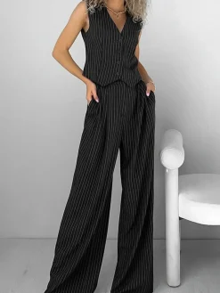 COMMENSE Relaxed Striped Suit Pants Set* Pants Sets|Matching Sets