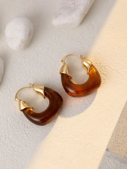 COMMENSE Resin Hoop Earrings* Earrings|Accessories
