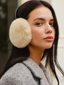 COMMENSE Retractable Rabbit Fur Earmuffs* Hair Claws & Hats|Accessories