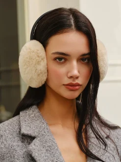 COMMENSE Retractable Rabbit Fur Earmuffs* Hair Claws & Hats|Accessories