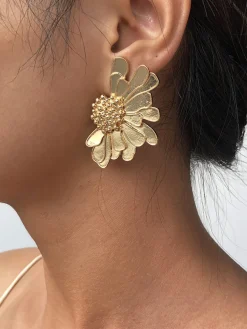 COMMENSE Retro Alloy Flower Earrings* Earrings|Accessories