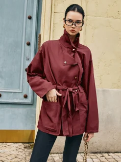 COMMENSE Retro Asymmetrical Belted Trench Coat* Outerwear|Coats