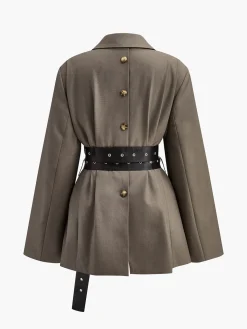 COMMENSE Retro Button Blazer With Belt* Outerwear|Blazers