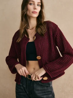 COMMENSE Retro Button Down Hollow Cardigan* Cardigans|Sweaters & Cardigans