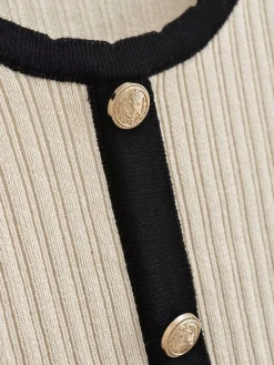COMMENSE Retro Contrast Cardigan* Cardigans|Sweater Tops