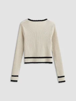 COMMENSE Retro Contrast Cardigan* Cardigans|Sweater Tops