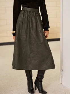COMMENSE Retro Faux Leather Skirt Without Belt* Skirts|Bottoms