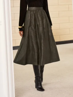 COMMENSE Retro Faux Leather Skirt Without Belt* Skirts|Bottoms