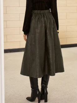 COMMENSE Retro Faux Leather Skirt Without Belt* Skirts|Bottoms