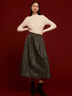 COMMENSE Retro Faux Leather Skirt Without Belt* Skirts|Bottoms