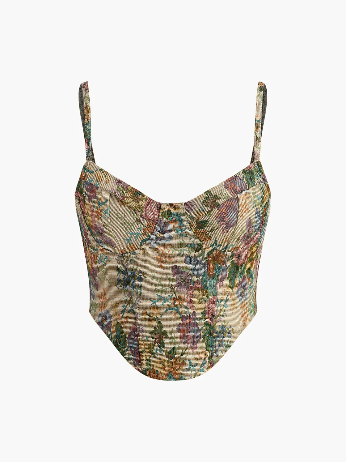 COMMENSE Retro Floral Printed Corset* Corset Tops|Tops