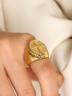 COMMENSE Retro en Textured Cross Ring* Rings & Bracelets|Accessories