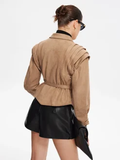 COMMENSE Retro Lapel Belted Short Jacket* Outerwear|Jackets