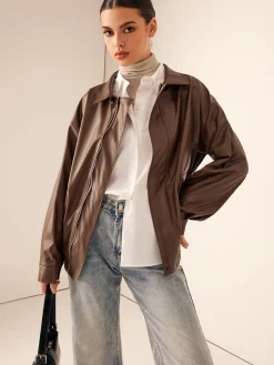 COMMENSE Retro Loose Motorcycle Faux Leather Jacket* Outerwear|Tops