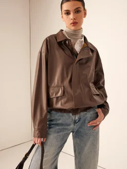 COMMENSE Retro Loose Motorcycle Faux Leather Jacket* Outerwear|Tops