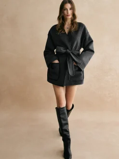 COMMENSE Retro Piping Belted Cinched Jacket* Outerwear|Jackets