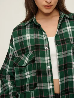 COMMENSE Retro Plaid Lapel Pockets Shirt* Blouses & Shirts|Tops