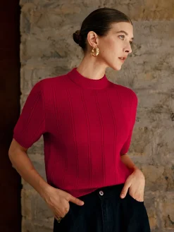 COMMENSE Retro Plain Ribbed Knit Top* Sweater Tops|Sweaters & Cardigans