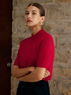 COMMENSE Retro Plain Ribbed Knit Top* Sweater Tops|Sweaters & Cardigans