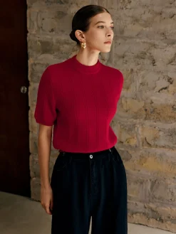 COMMENSE Retro Plain Ribbed Knit Top* Sweater Tops|Sweaters & Cardigans