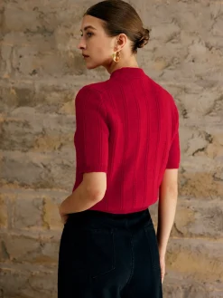 COMMENSE Retro Plain Ribbed Knit Top* Sweater Tops|Sweaters & Cardigans