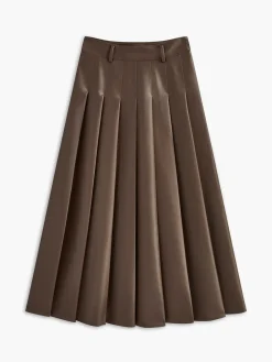 COMMENSE Retro Pleated PU Leather Skirt* Skirts|Bottoms