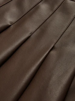 COMMENSE Retro Pleated PU Leather Skirt* Skirts|Bottoms