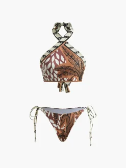 COMMENSE Retro Print Halter Bikini Set* Swimwear|Tops