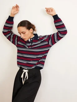 COMMENSE Retro Striped Polo T-Shirt* T-shirts|Tops
