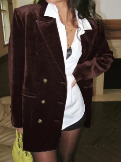 COMMENSE Retro Velvet Blazer* Outerwear|Blazers
