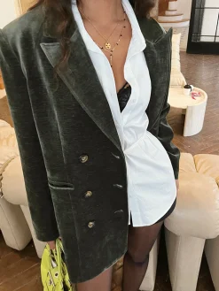 COMMENSE Retro Velvet Blazer* Outerwear|Blazers