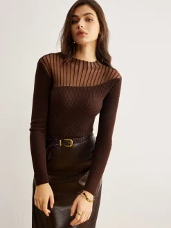 COMMENSE Retro Wool-Blend Panel Slim Sweater* Sweater Tops|Sweaters & Cardigans