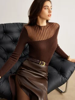COMMENSE Retro Wool-Blend Panel Slim Sweater* Sweater Tops|Sweaters & Cardigans
