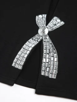 COMMENSE Rhinestone Bow Decorated Top* T-shirts|Tops