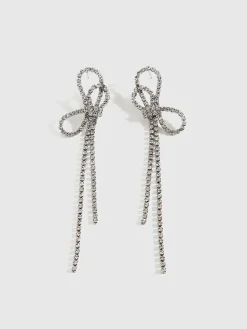 COMMENSE Rhinestone Bow Tassel Earrings* Earrings|Accessories