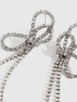 COMMENSE Rhinestone Bow Tassel Earrings* Earrings|Accessories