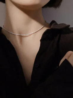 COMMENSE Rhinestone Decor Plated Necklace* Necklaces|Accessories