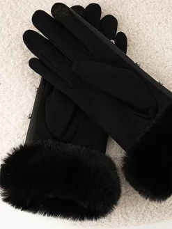 COMMENSE Rhinestone Fuzzy Cuff Warm Gloves* Accessories