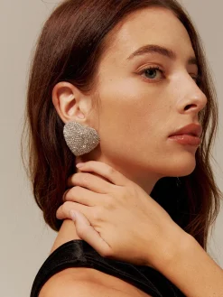 COMMENSE Rhinestone Heart Stud Earrings* Earrings|Accessories