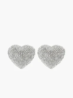 COMMENSE Rhinestone Heart Stud Earrings* Earrings|Accessories