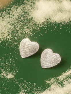 COMMENSE Rhinestone Heart Stud Earrings* Earrings|Accessories