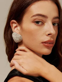 COMMENSE Rhinestone Heart Stud Earrings* Earrings|Accessories