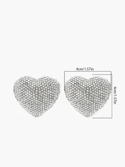 COMMENSE Rhinestone Heart Stud Earrings* Earrings|Accessories