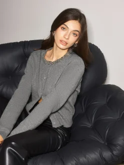 COMMENSE Rhinestone Neck Breasted Cardigan* Cardigans|Sweaters & Cardigans