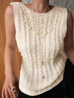 COMMENSE Rhinestone Pearl-Decor Sweater Vest* Sweater Vests|Sweaters & Cardigans