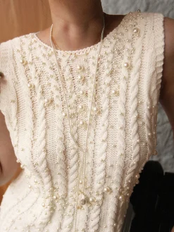 COMMENSE Rhinestone Pearl-Decor Sweater Vest* Sweater Vests|Sweaters & Cardigans