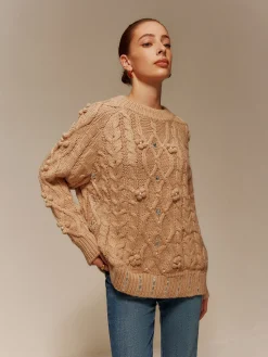 COMMENSE Rhinestone Pullover Twist Sweater* Sweater Tops|Sweaters & Cardigans