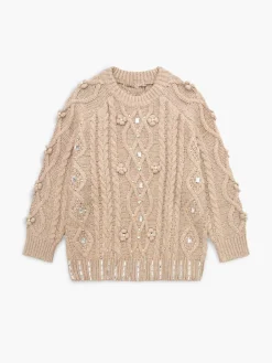 COMMENSE Rhinestone Pullover Twist Sweater* Sweater Tops|Sweaters & Cardigans