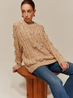 COMMENSE Rhinestone Pullover Twist Sweater* Sweater Tops|Sweaters & Cardigans