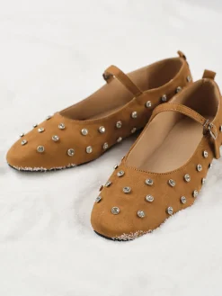 COMMENSE Rhinestone Suede Ballet Flats* Shoes|Accessories